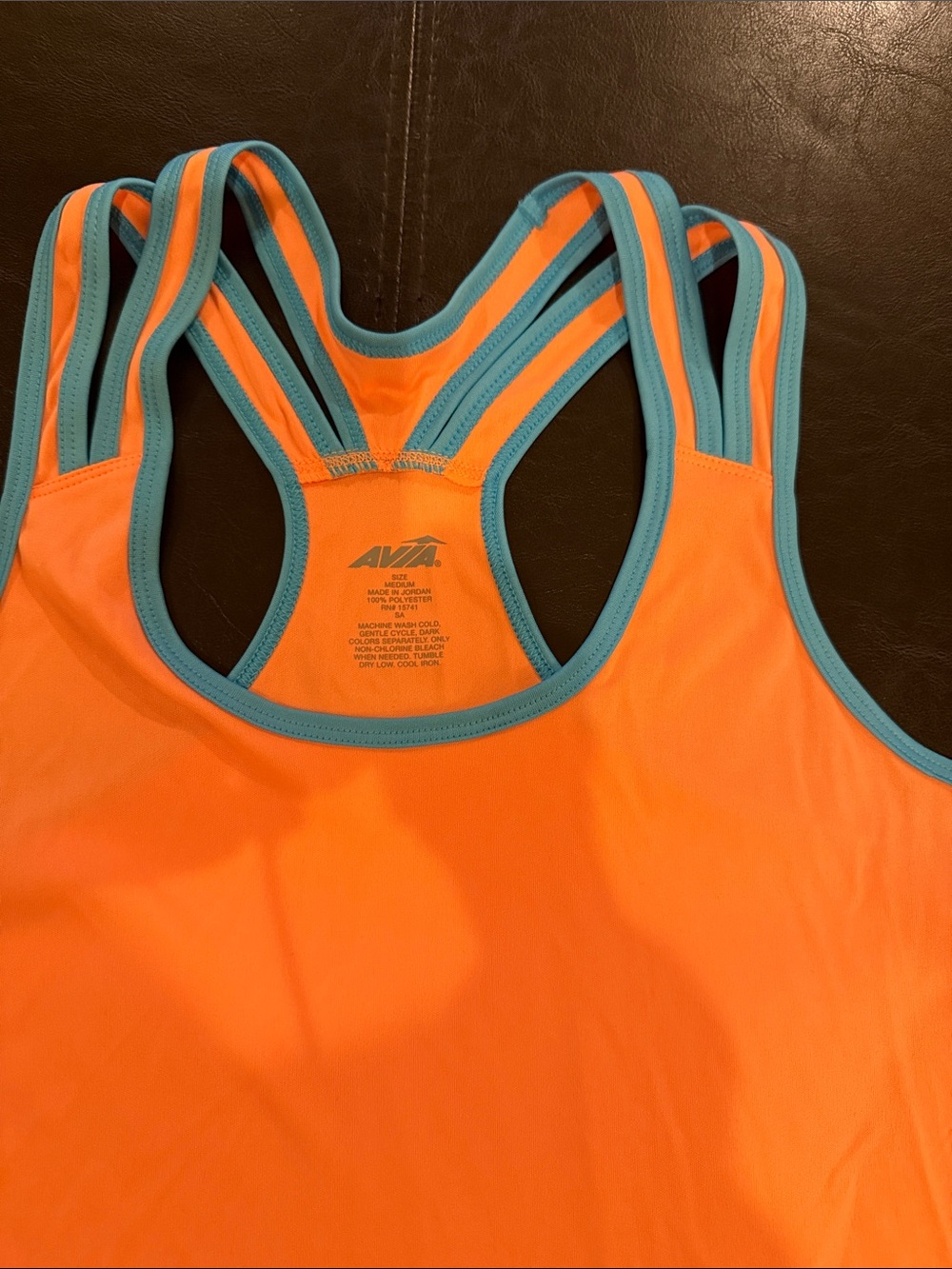 Avia Orange One-Piece Swim Suit with Teal Trim